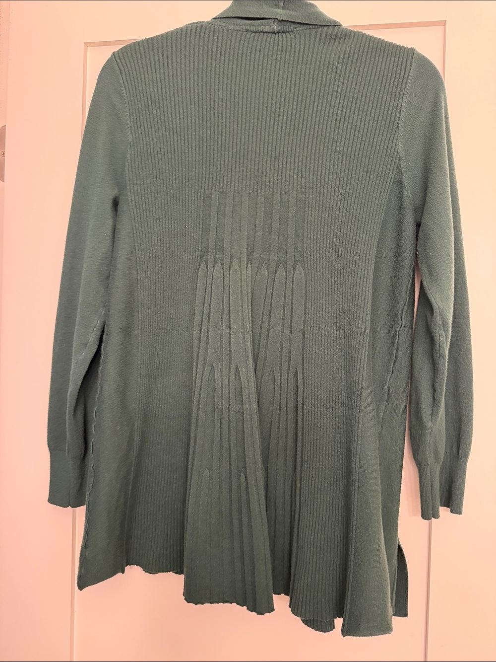 Cyrus Deep Green Open-Front Ribbed Cardigan - Picture 4 of 5